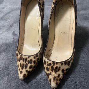 Christian Louboutin leopard fur heels